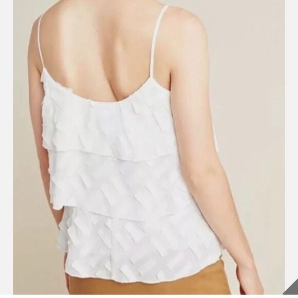 Anthropologie Amadi Ameline Tiered Cami Tank White Ivory Textured Size XL - Picture 2 of 8
